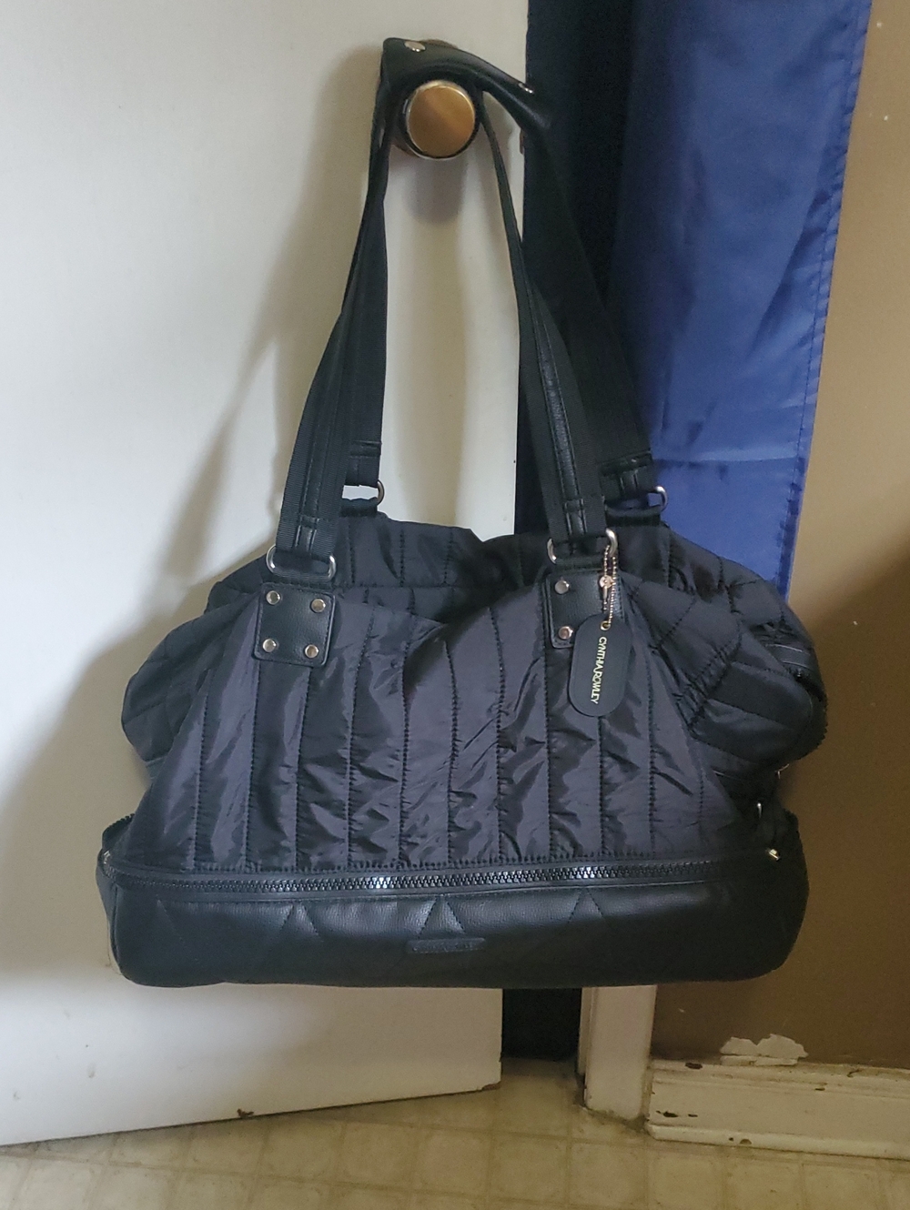 Cynthia Rowley Quilted Black Shoulder Bag with Dual Straps